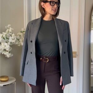 Aritzia Wilfred Charcoal Double-Breasted Blazer